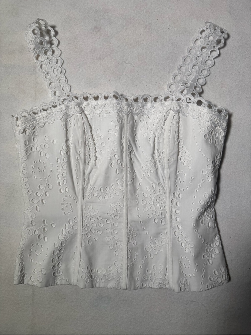 White House Black Market White Eyelet Lace Bustier Tank